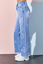 Butterfly Printed Straight Leg Jeans