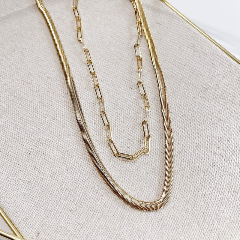 Snake Double Chain Necklace