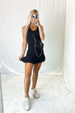 Black Racerback Ruffle Hem Tennis Dress