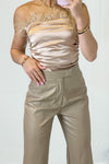 Rose Gold Feather Trim Tube Top