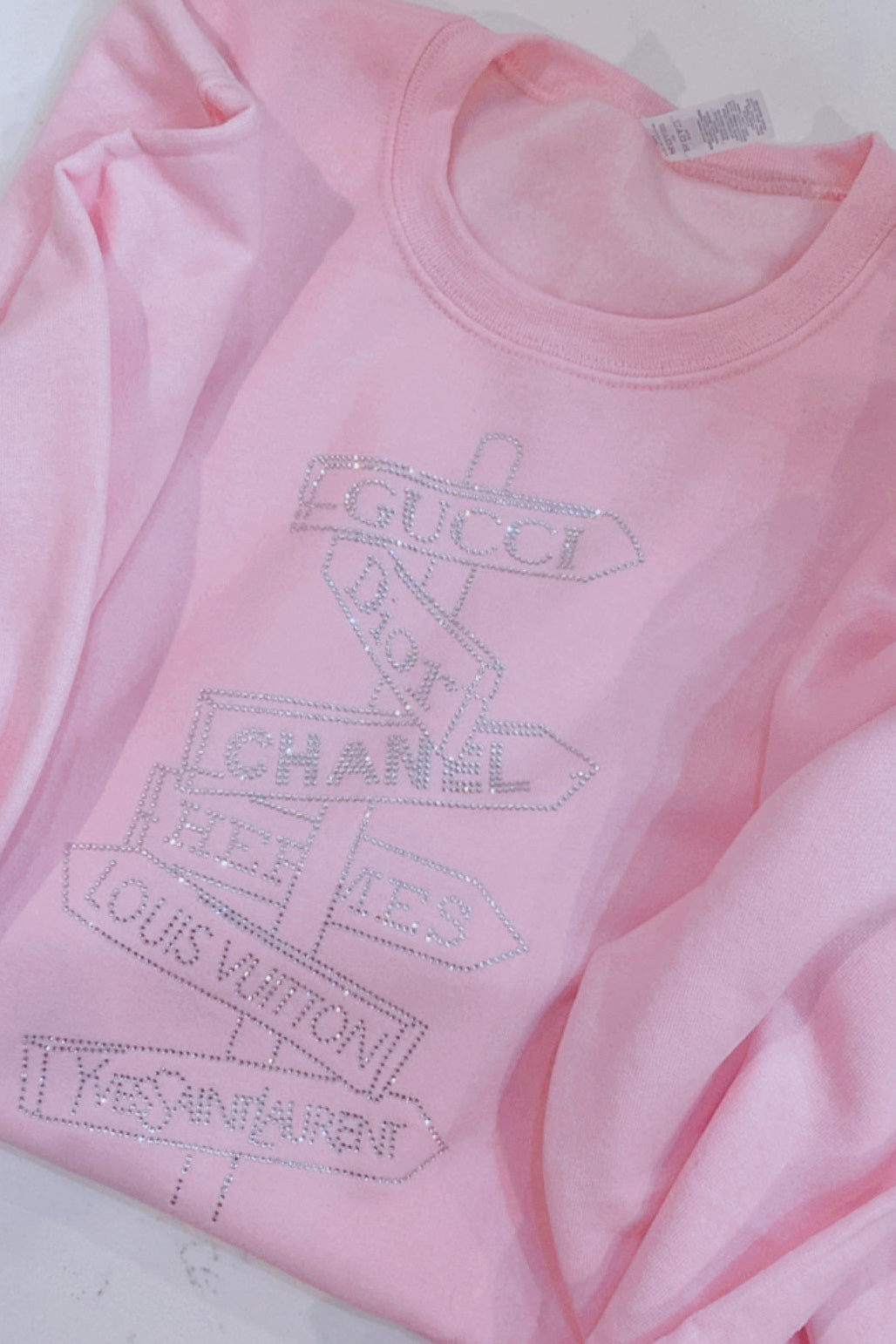 Which Way Rhinestone Baby Pink Sweatshirt