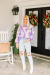 Purple Swirl Pattern Balloon Sleeve Sweater