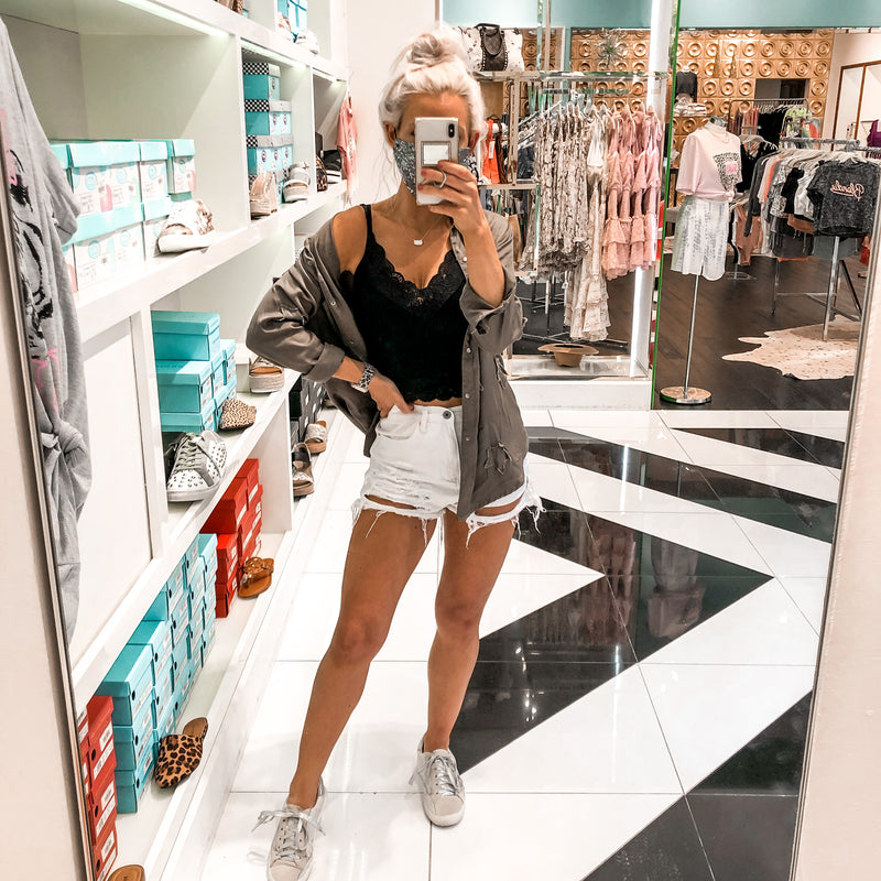 Ribbed Lace Cropped Tank Top