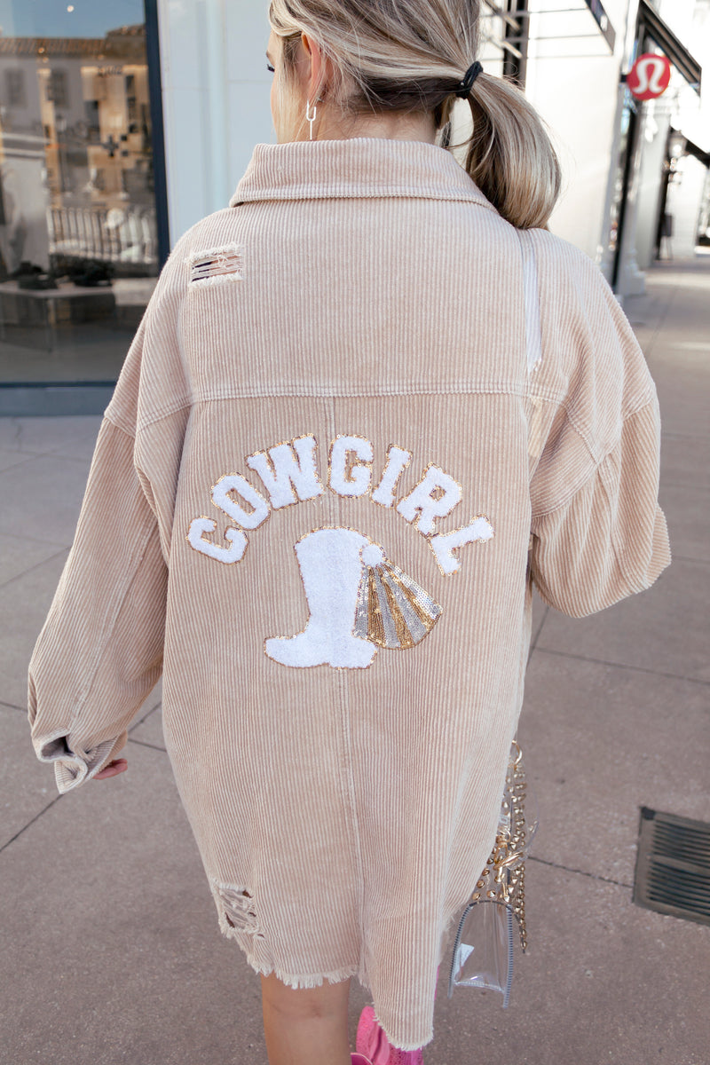 Cowgirl Chenille Letter Patch Shacket
