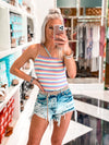 Rainbow Stripe One Shoulder Thong Bodysuit