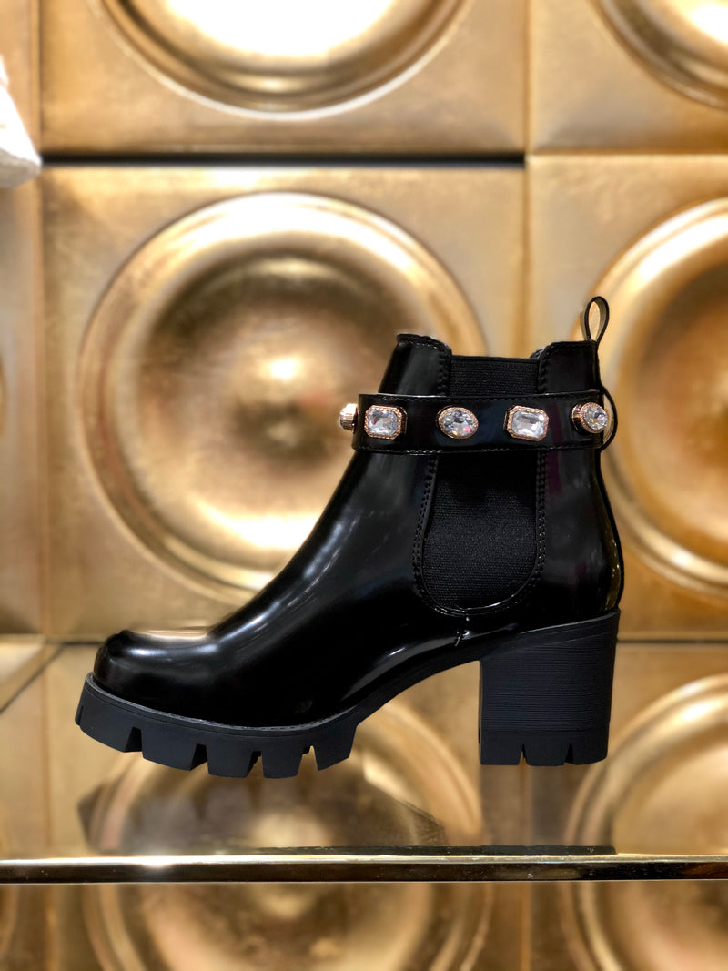 Black Rhinestone Amulet Ankle Booties - Kendry Collection Boutique