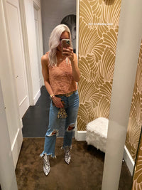Cinnamon Sherpa Sleeveless Turtleneck Top