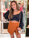 Blue And Gold Polka Dot Long Sleeve Top