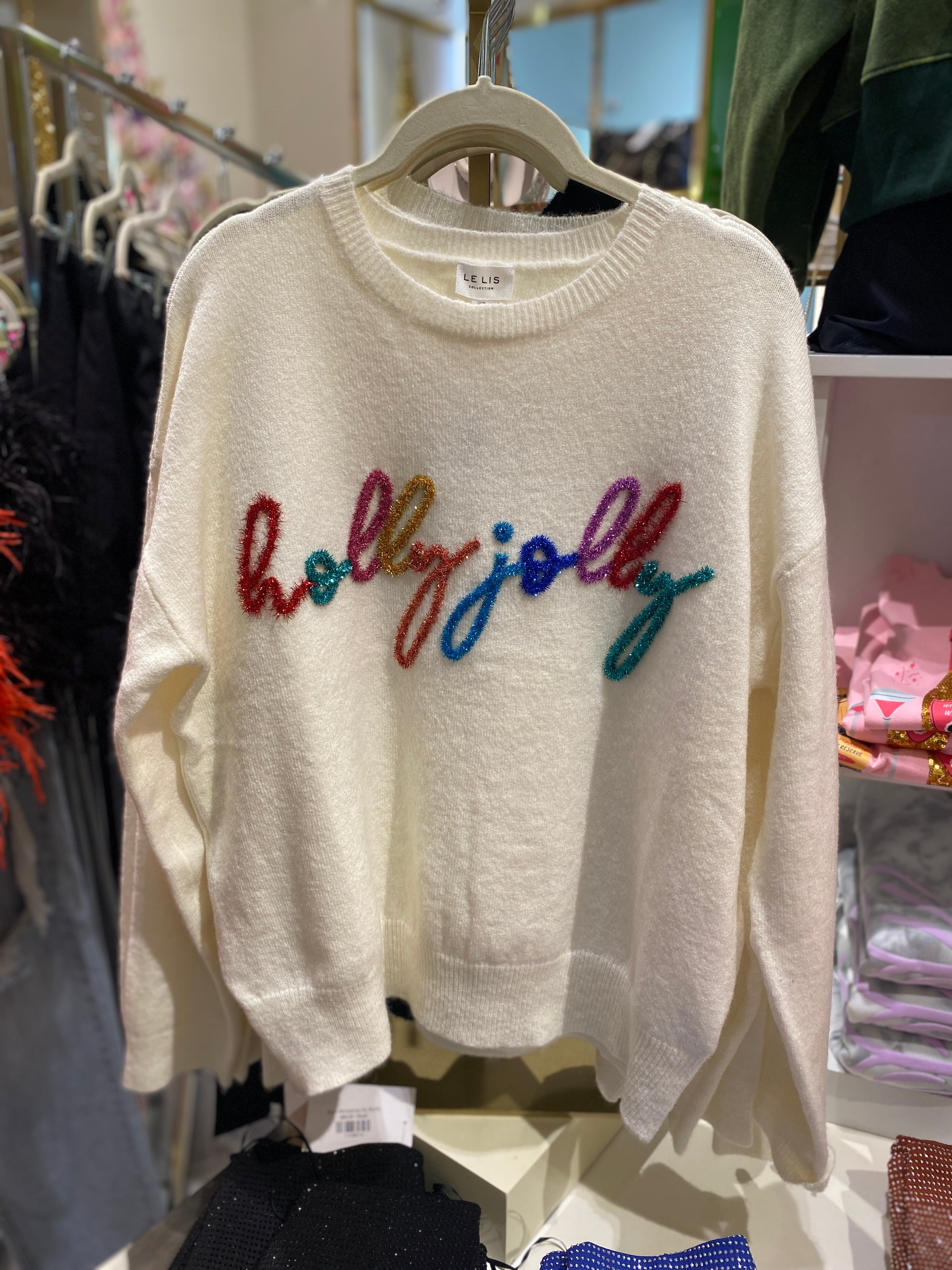 Ivory Holly Jolly Holiday Sweater