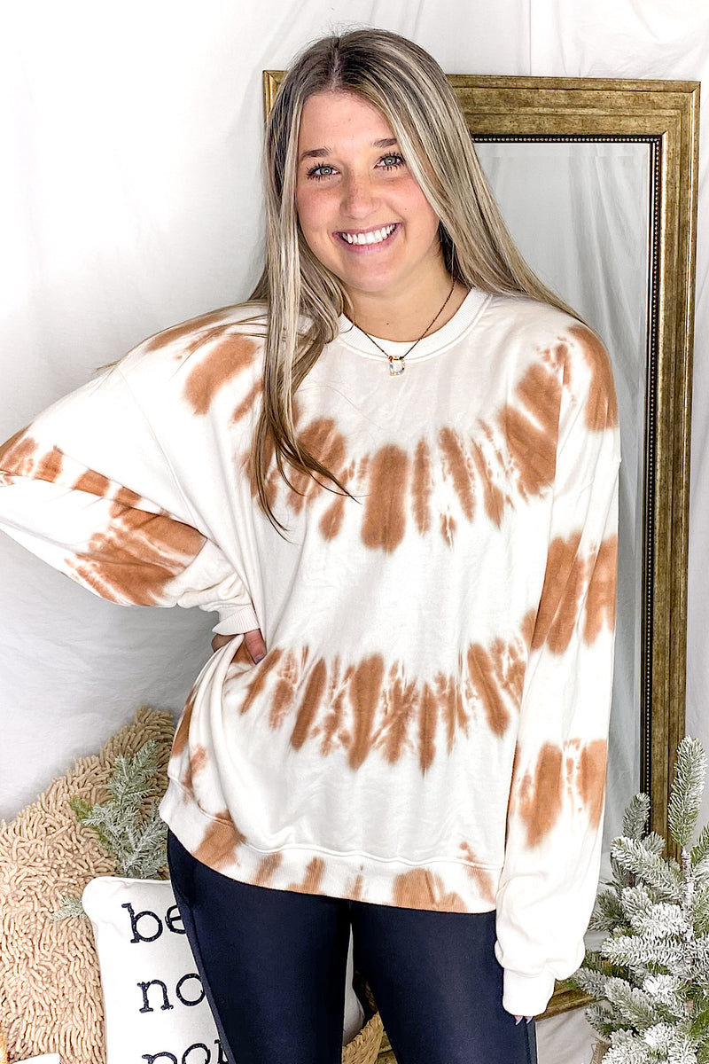 Ivory Tie Dye Crewneck Sweatshirt - Kendry Collection Boutique online 