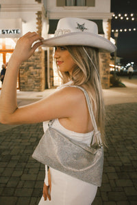 White Rhinestone Patch Bride Cowboy Hat