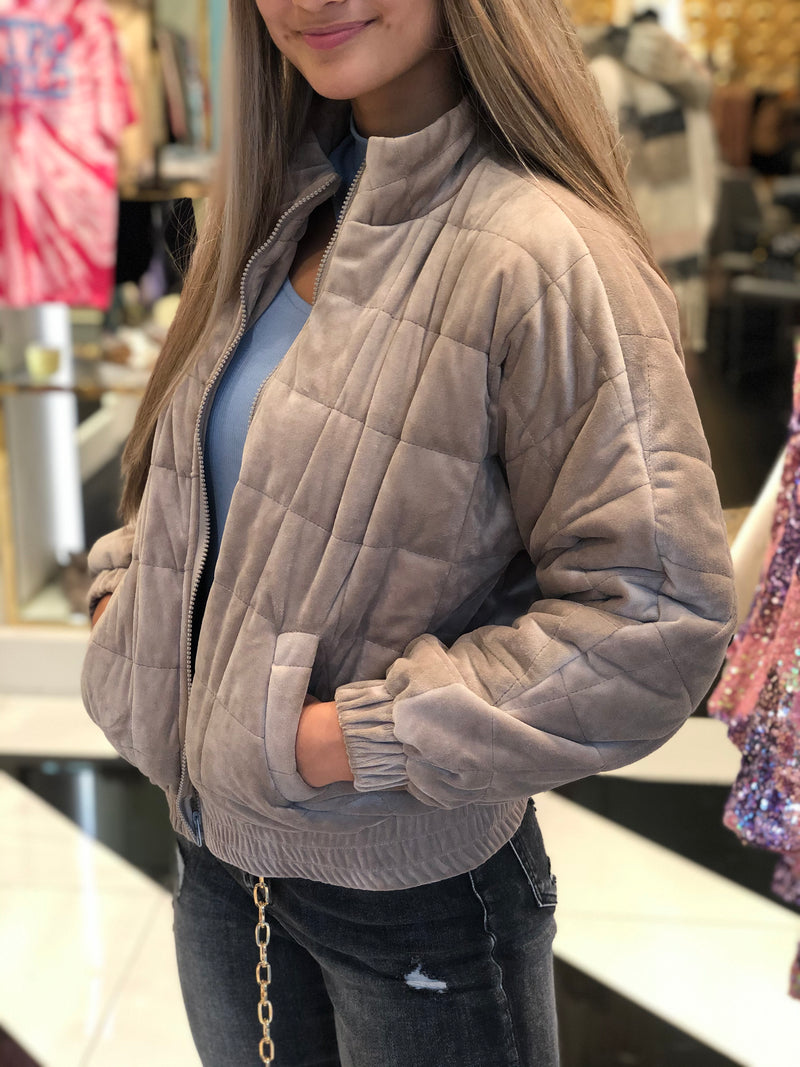 Velvety Tan Quilted Jacket