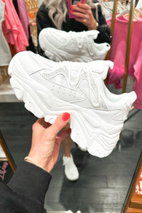 Laura Rhinestone Chunky White Sneaker