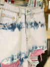 Pink Distressed High Rise Denim Shorts