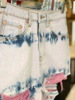 Pink Distressed High Rise Denim Shorts