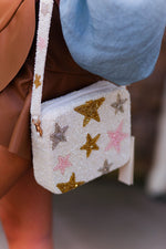 Tiana Beaded Box Purse - Silver and Pink Star - Shop Kendry Boutique