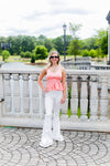 Peach Silk Ruffle Tank Top