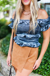 Tan Camel Suede Envelope Skort - Shop Kendry Collection Boutique