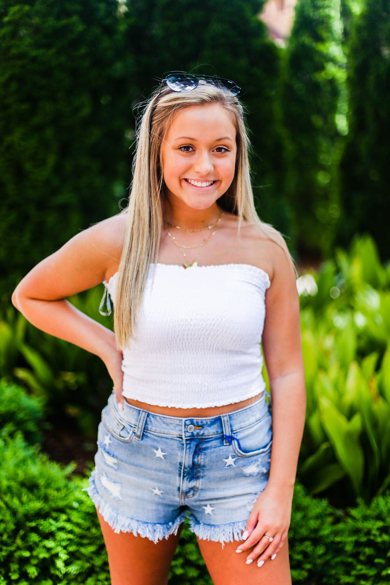 White Smocked Tube Top - Shop Kendry Collection Boutique