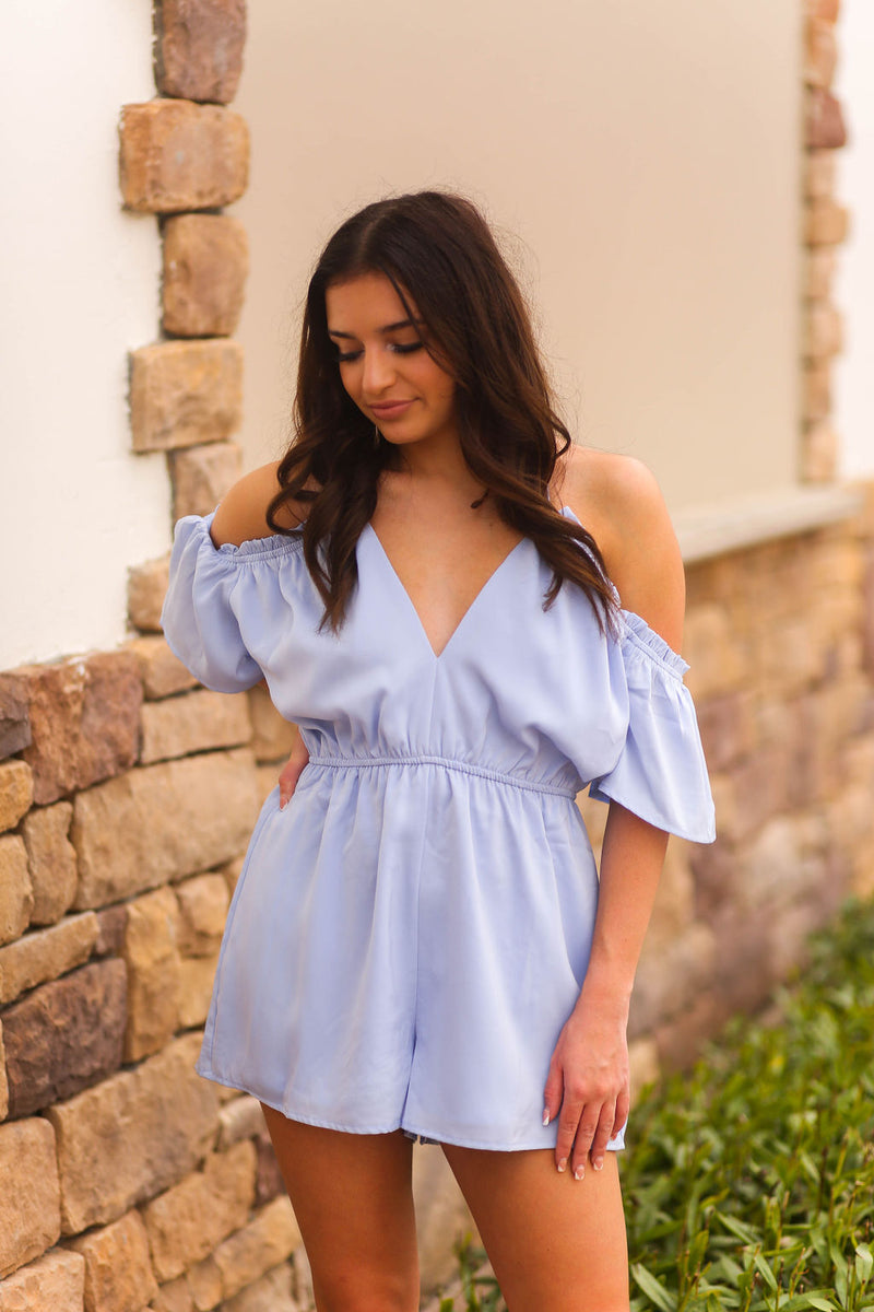 Criss Cross Baby Blue Romper