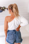 White One Shoulder Sweatshirt - Shop Kendry Collection Online Boutique