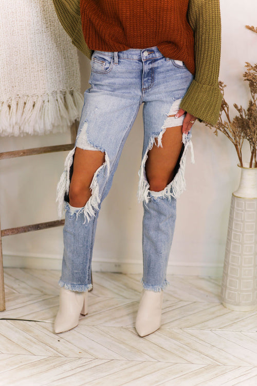 Sadie Distressed Boyfriend Jeans - Shop Kendry Collection Boutique