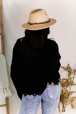 Black Button Down Distressed Hem Cardigan - Kendry Collection Boutique