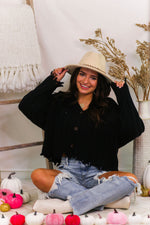 Black Button Down Distressed Hem Cardigan - Kendry Collection Boutique