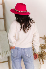 Magenta Pink Panama Hat With Chain Belt - Kendry Collection Boutique
