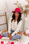Magenta Pink Panama Hat With Chain Belt - Kendry Collection Boutique