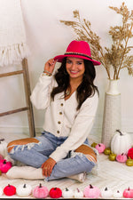 Cream Button Down V-Neck Cardigan - Shop Kendry Collection Boutique