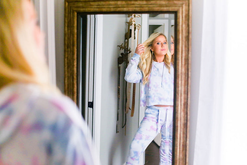 Blue And Pink Tie Dye Cropped Hoodie - Tie Dye Lounge Wear Jogger Set- Kendry Collection Boutique