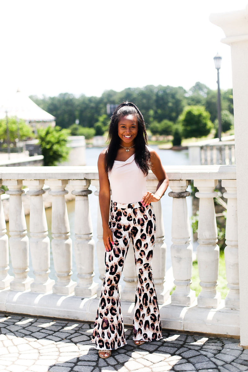 Lavender Leopard Print Stretchy Super Flare Bell Bottoms