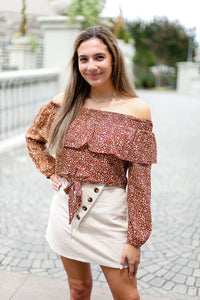 Off The Shoulder Rust Crop Top - Shop Kendry Collection Boutique