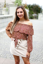 Off The Shoulder Rust Crop Top - Shop Kendry Collection Boutique