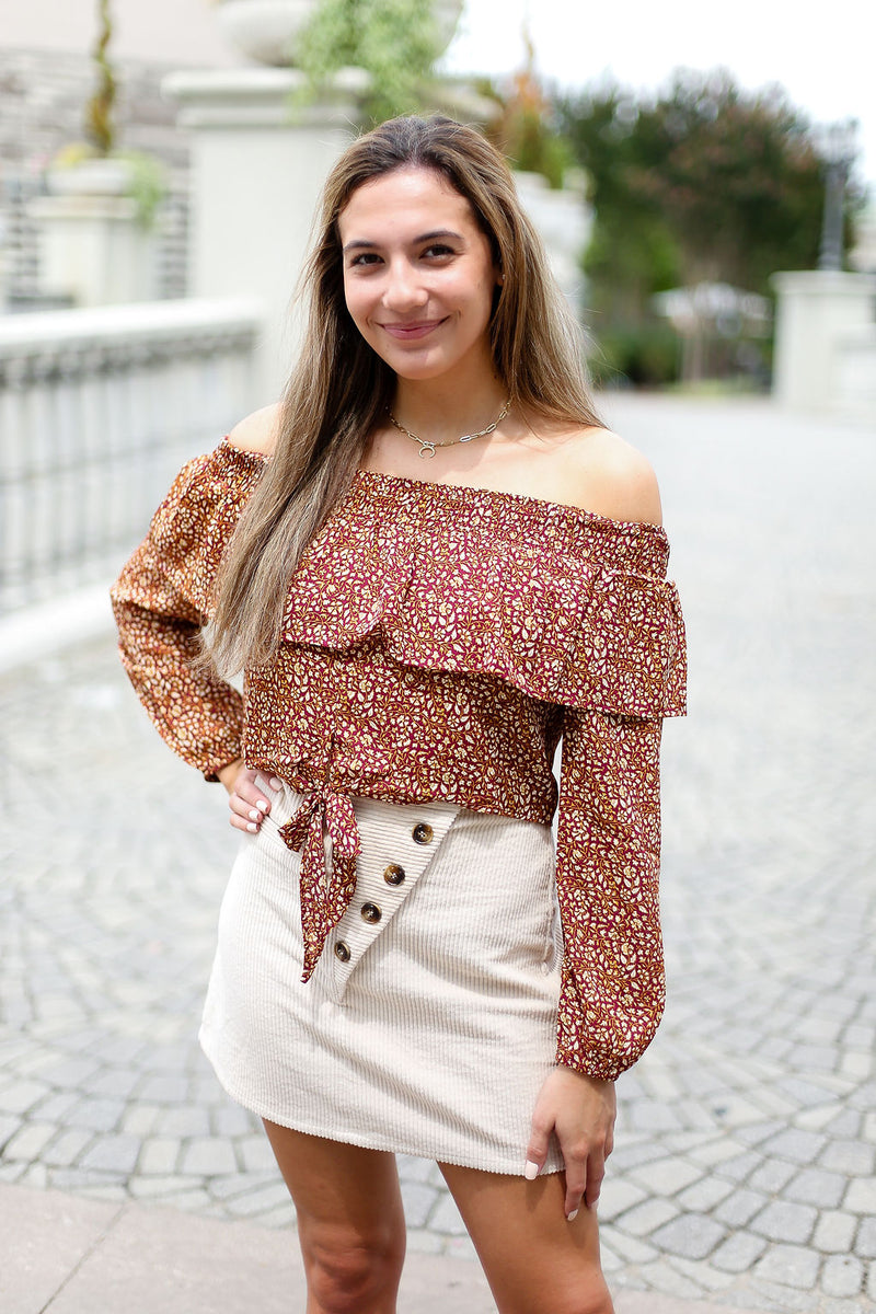 Off The Shoulder Rust Crop Top - Shop Kendry Collection Boutique