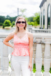 Peach Silk Ruffle Tank Top
