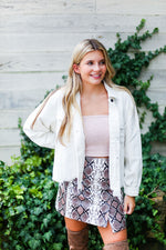 Ivory Corduroy Distressed Hem Jacket- shop kendry collection boutique