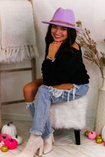 Black Chenille Wide Neck Sweater - Shop Kendry Collection Boutique