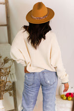 Cream Chenille Wide Neck Sweater - Shop Kendry Collection Boutique