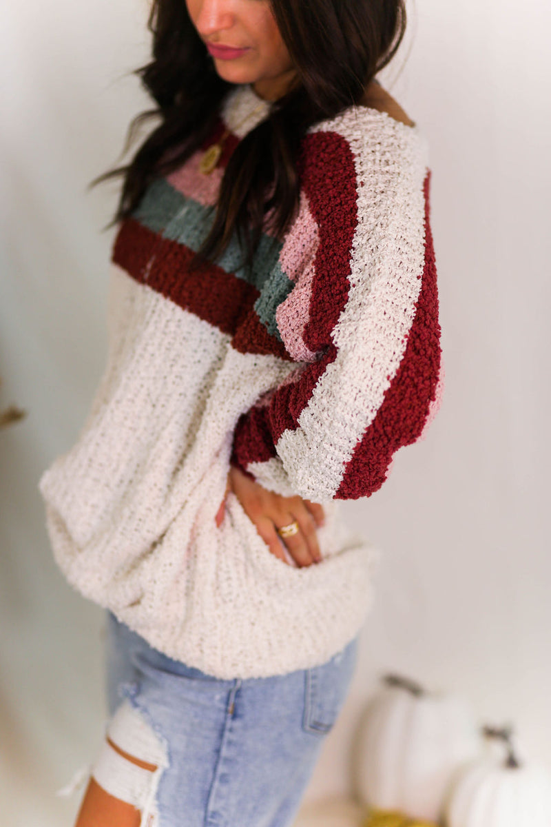 Multi Color Stripe Boatneck Sweater - Shop Kendry Collection Boutique