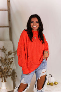 Orange Distressed Hem Sweater - Shop Kendry Collection Boutique