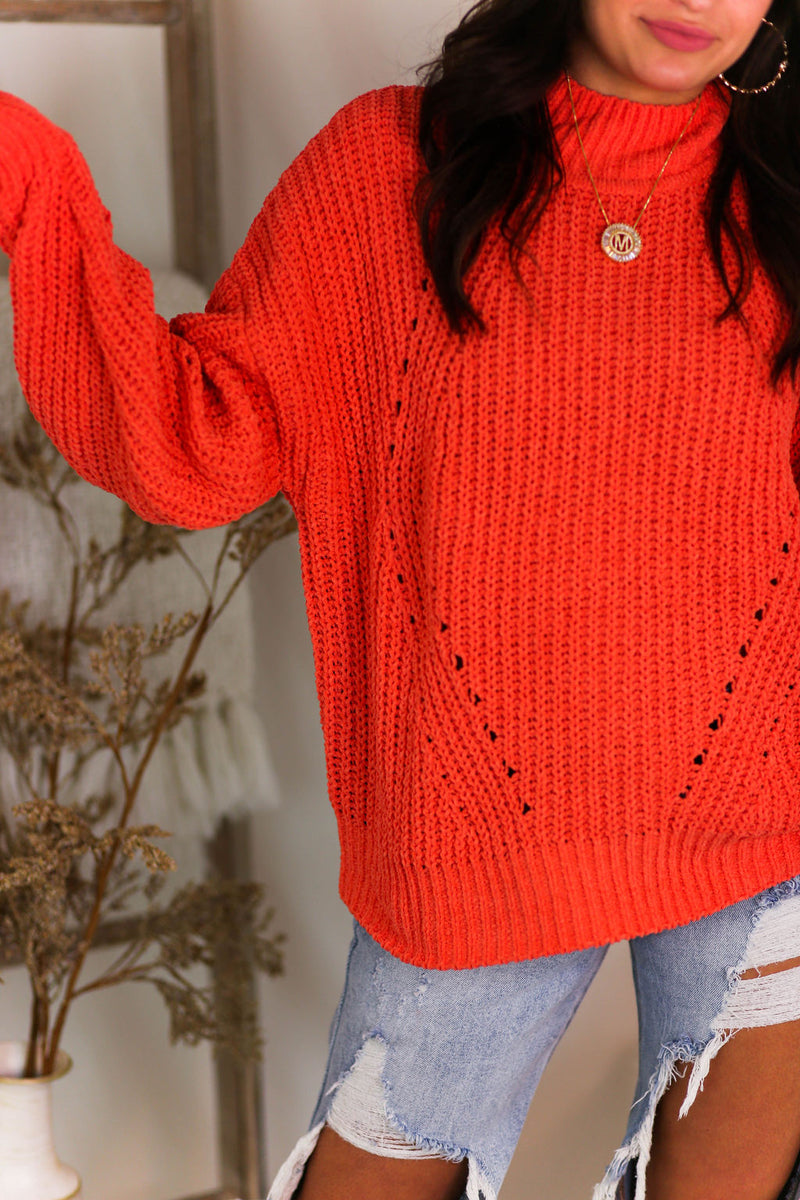 Orange Distressed Hem Sweater Shop Kendry Collection Boutique