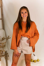 Orange Wide Neck Knit Sweater - Kendry Collection Boutique