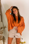 Orange Wide Neck Knit Sweater - Kendry Collection Boutique