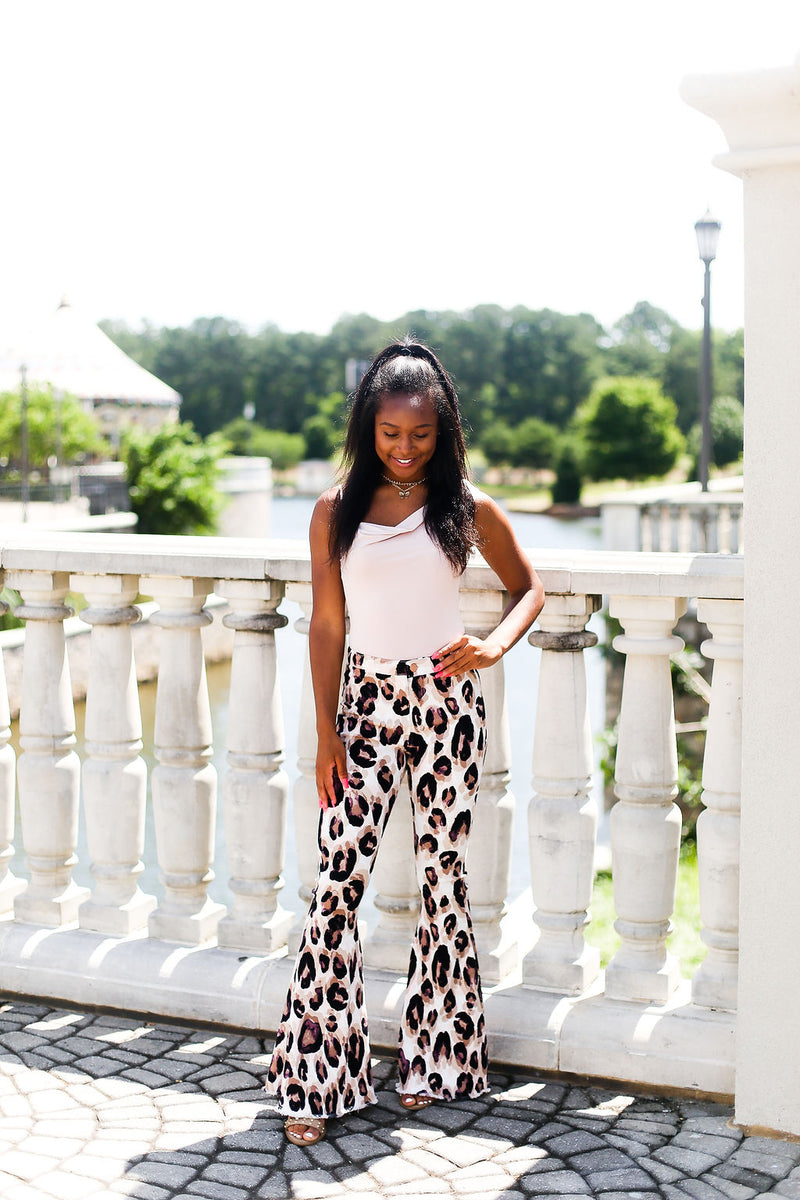 Lavender Leopard Print Stretchy Super Flare Bell Bottoms