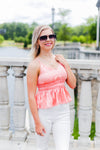Peach Silk Ruffle Tank Top