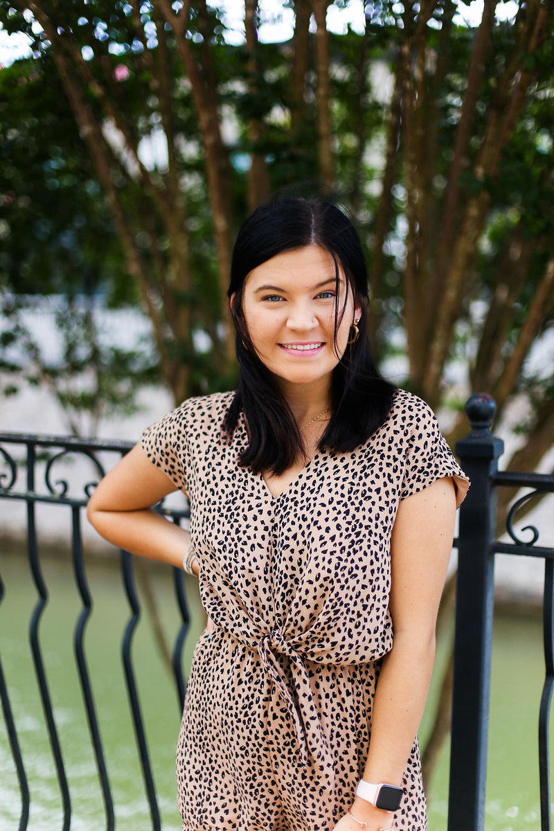 Cheetah Print Front Knot Romper - Kendry Collection Online Boutique