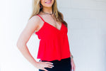 Red Baby Doll Tank Top With Bow Tie - Kendry Collection Boutique