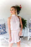 Mock Neck Ruched Waist Mini Dress - Kendry Collection Boutique